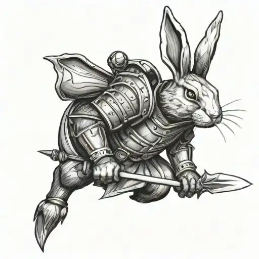 Rabbit In Armor Wielding A Spear