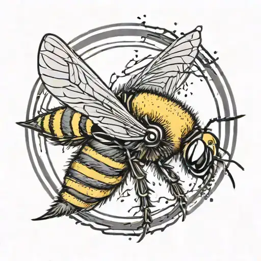 A Simple Bumblebee Yellow Round With Lighting Bolts For Stripes