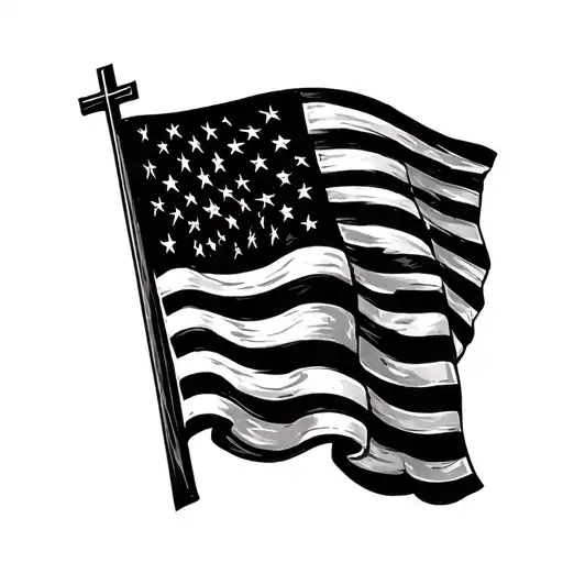 American Flag And Christian Nail Cross