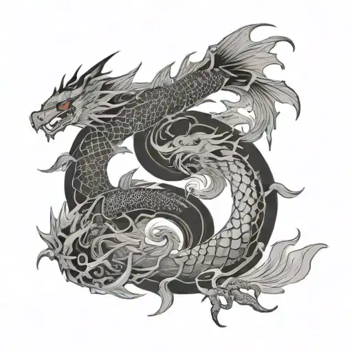 One Fish And One Dragon In Yin Yang Subtly And Neatly