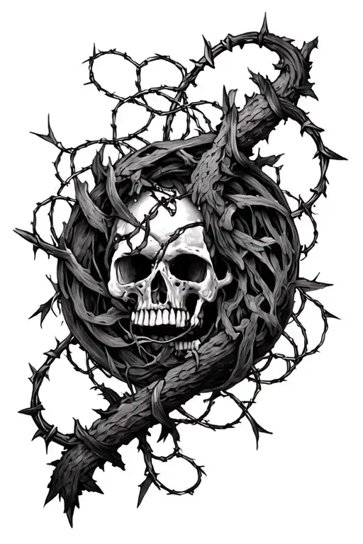 Arm Sleeve Tattoo Design Of Throney Vines And Barbed Wire