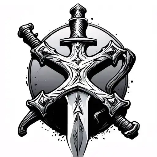 Rugged Cross Turning Into A Sword At The Bottom