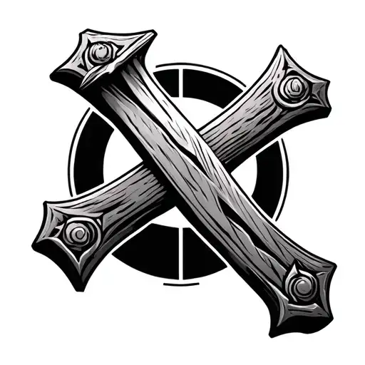 Wooden Cross Turn Into Strong Sword At The Bottom