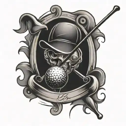 Golf Club And Fishing Rod Crossed