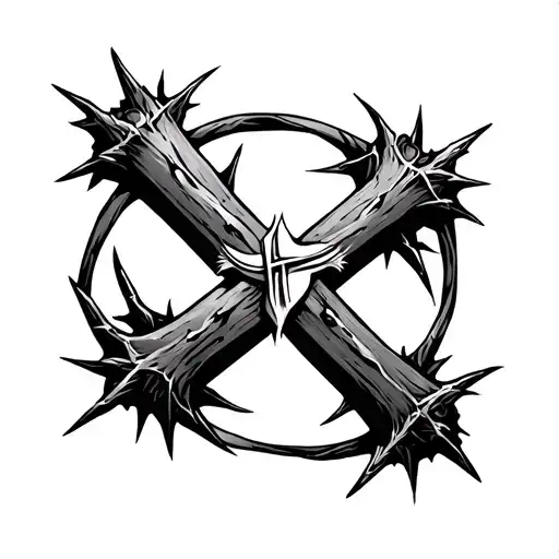 Maria Christian Cross With Thorns