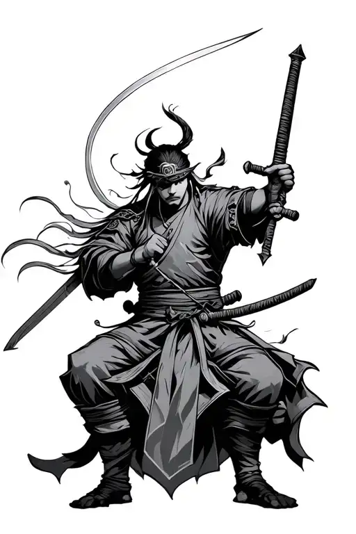 Sumurai Holding A Sword