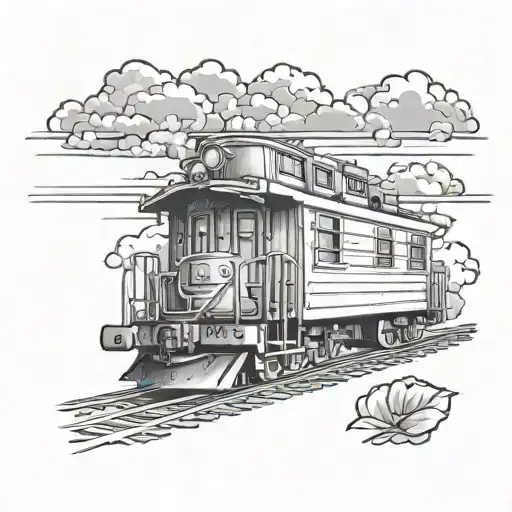Train Caboose On Tracks Leading