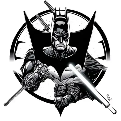 Batman Logo With Star Wars Light Saber