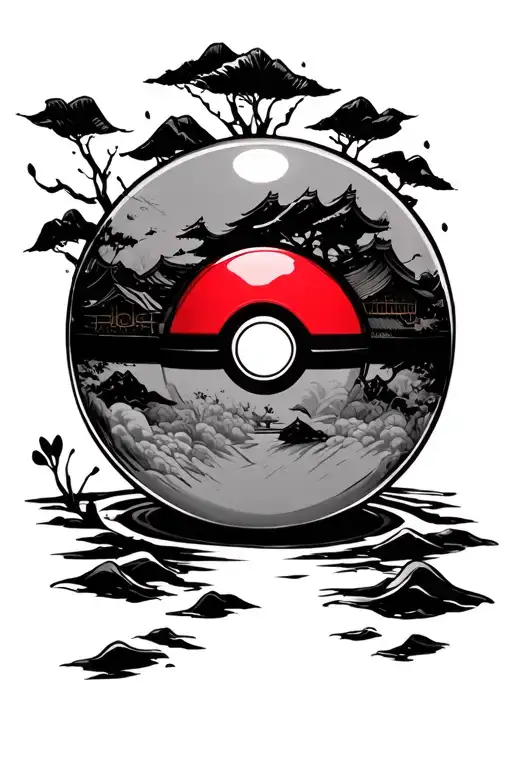 Pokeball On Traditional Japan Back Ground