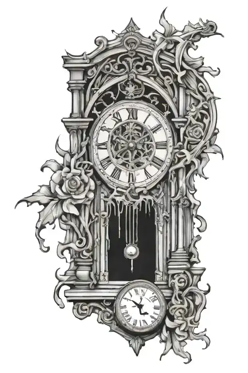 Gothic Window Clock Melting