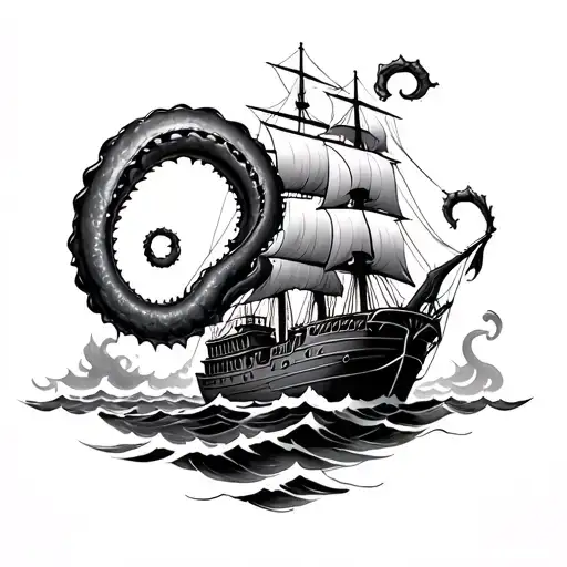 Kraken Destroying Ship