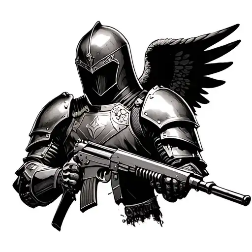Archangel In Armor And With Ak 47 Automatic