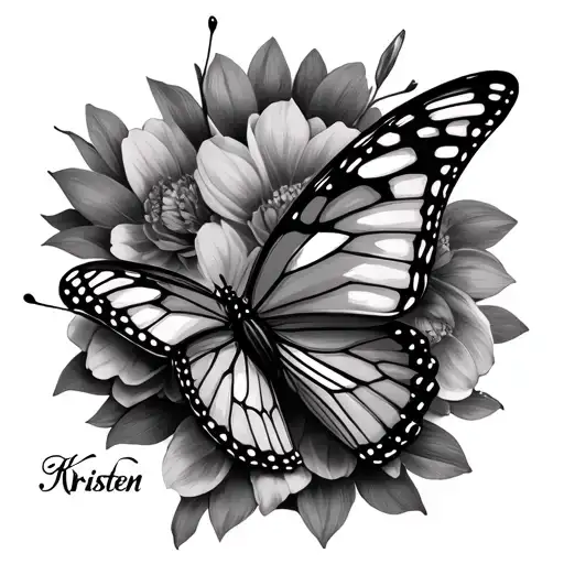 Generate Me A Tattoo With A Butterfly And The Name Kristen As One