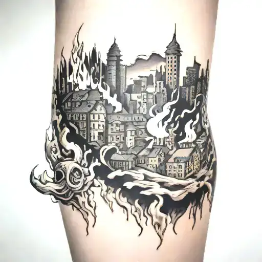 Burning City Being Held Up My People Underneath