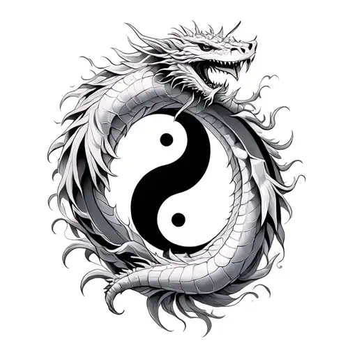 Dragons On Yin Yang Symbol