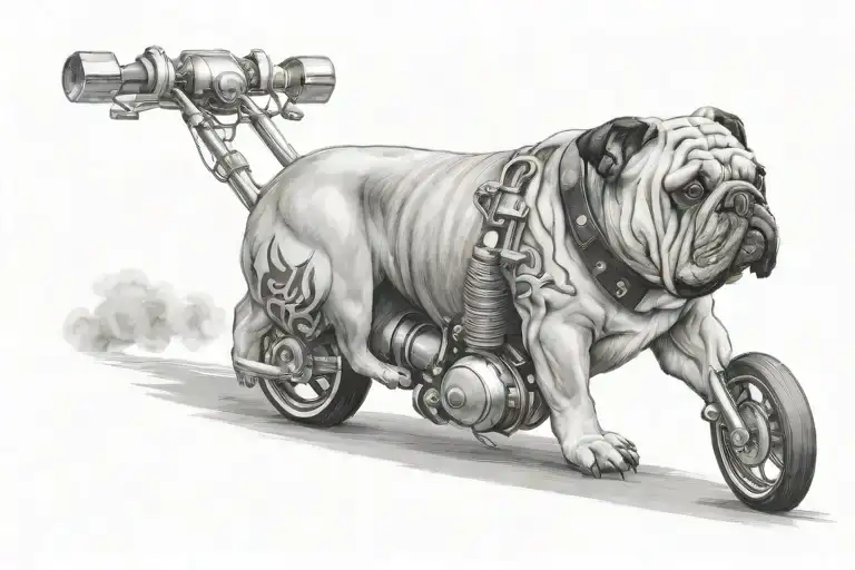 Bulldog With Motorcycle