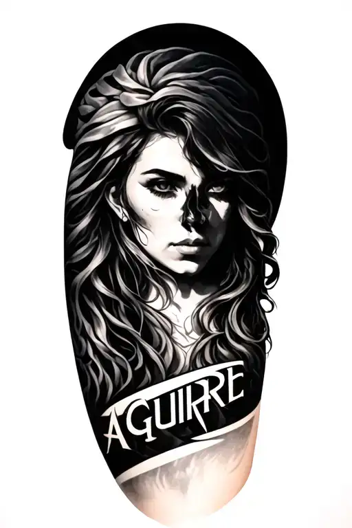 The Name Aguirre On Right Inner Bicep