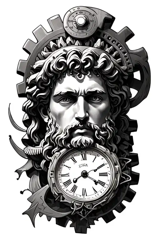 Combine Elements Of A Greek God And Clock Gears For A Unique Tattoo Design