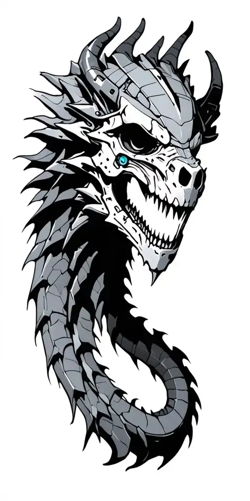 Medieval Dragon That Looks Scary Futuristic Robotic Skull