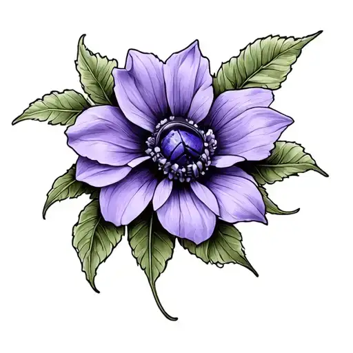 June Bug And Violet Flower