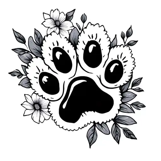Dog Paw With Flowers