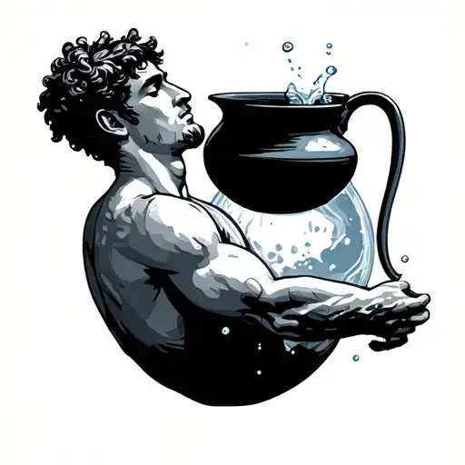 Aquarius Water Bearer Minimalist Holding A Water Vase Man