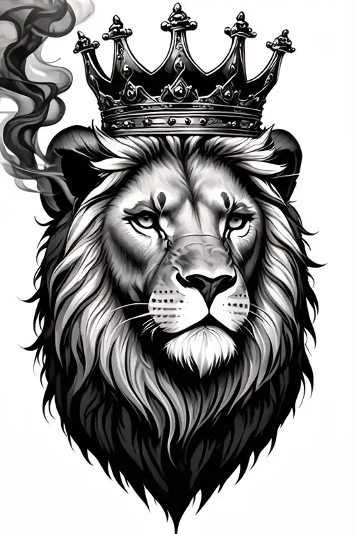 Lion Wearing A Crown With Smoke And Barred Wire Wrapped