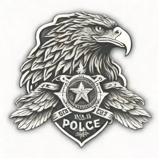 Eagle Wolf Dog Tags Police Badge Intertwined