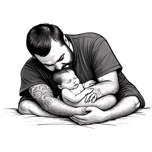 Dad With Newborn Daughter With Wisdom