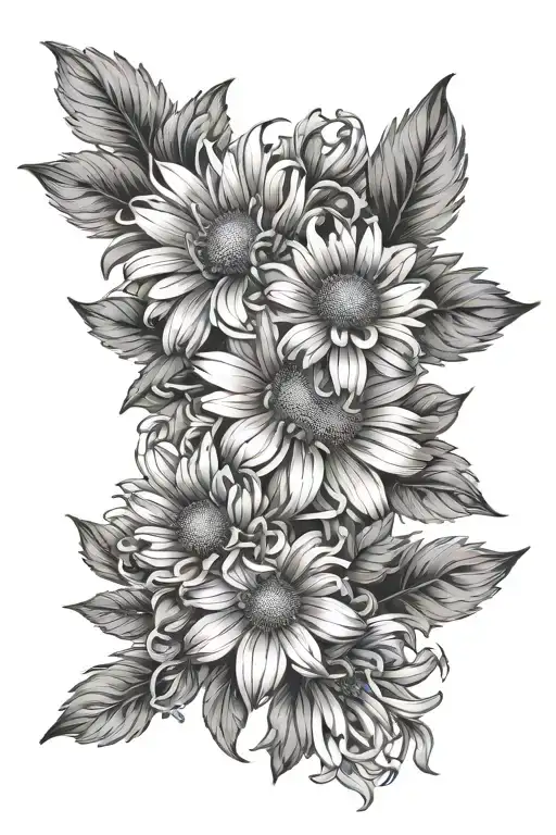 Aster Flowers With Infant Footprints In Shape