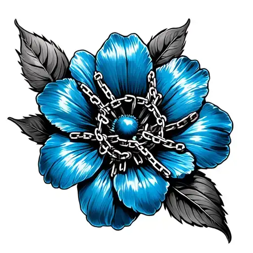 Blue Flower With Chains Wrapped