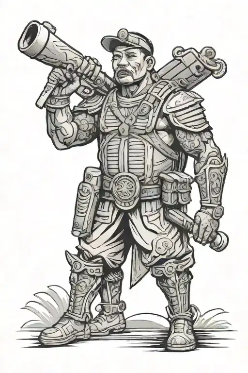 Filipino Katipunan Standing Guard Protecting A Microphone