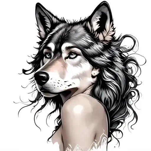 Woman With Wolf Head