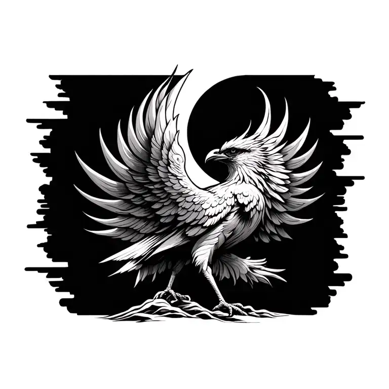 Sun Rising Phoenix Bird