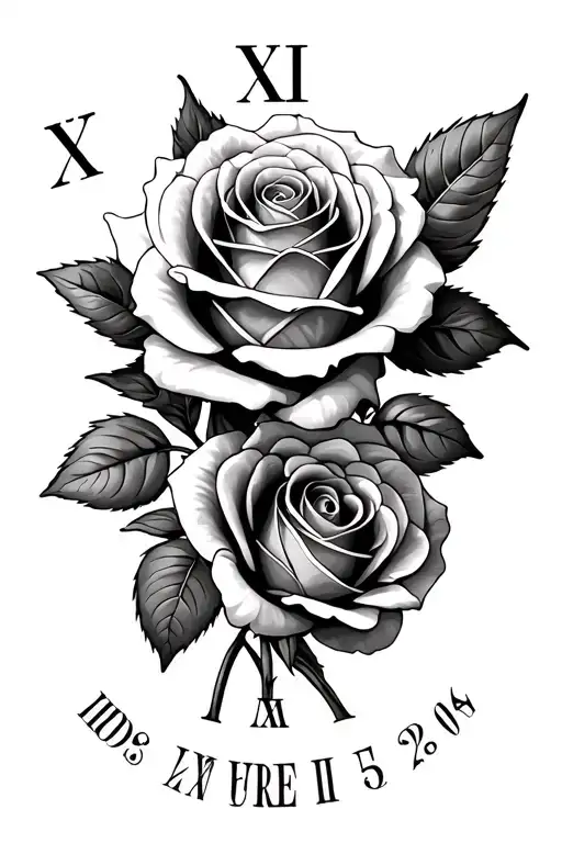 Roses And Roman Numerals Representing Important Dates