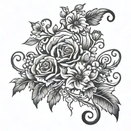 Flowers On Vine Wrapped Around Thigh