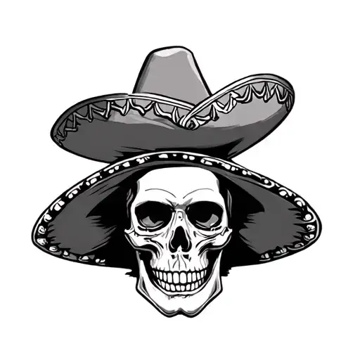Mariachi Skull With Sombrero