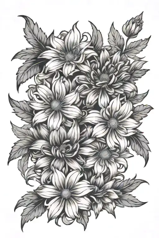 Aster Flowers Intertwined With Infant Footprints In Shape