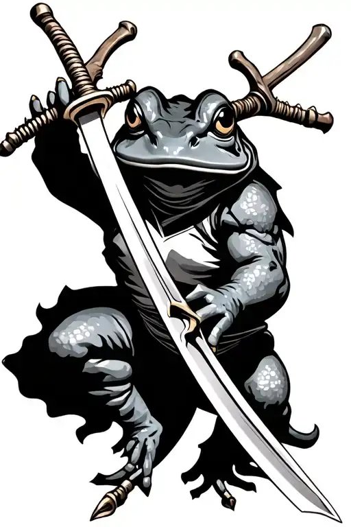 Ninja Frog Attacking With 2 Swords Crossing