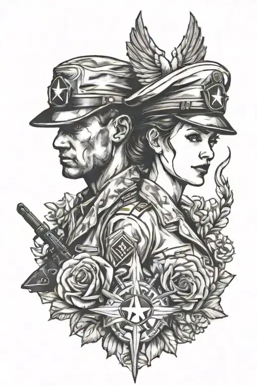 Nurse And Soldier Saluting