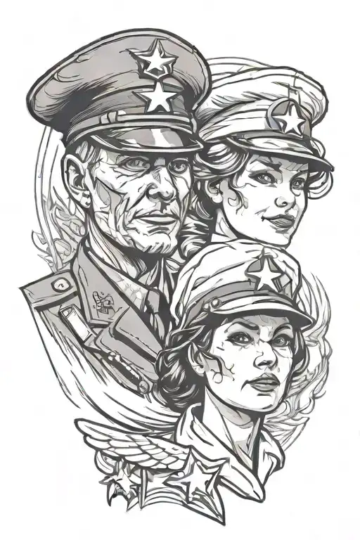 Nurse And Soldier Saluting