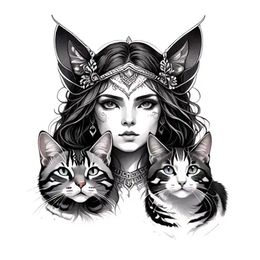 Freya Nordic Goddess With Her Cats