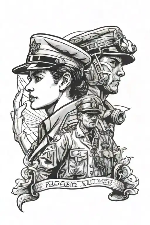 Nurse And Soldier Saluting