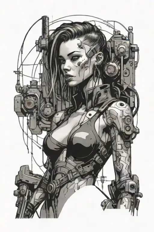 Cyberpunk Y2k Girl Standing
