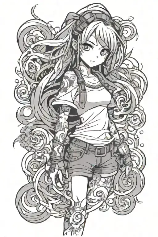 Y2k Anime Girl Standing