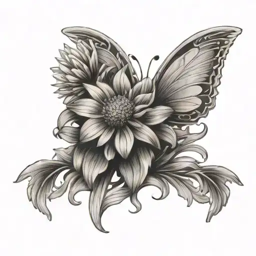 Aster Flower And Wings