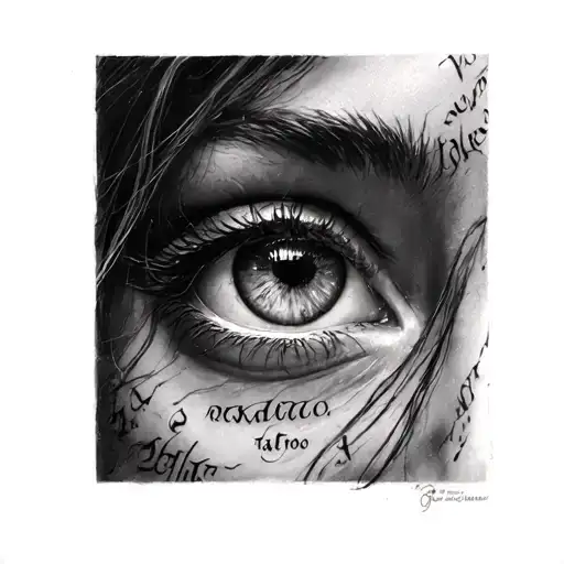 Eyes Of A Girl With The Greek Art And Writings