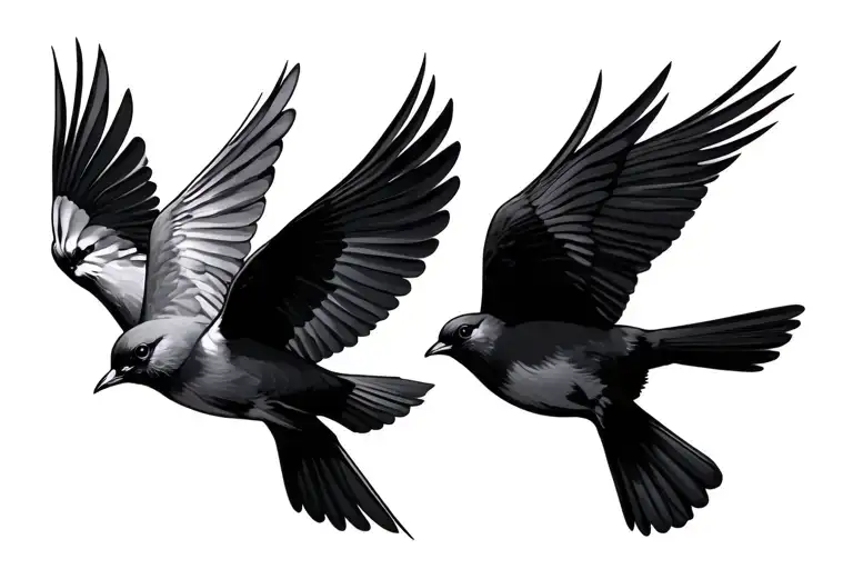 Three Small Birds Flying