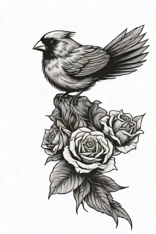 Cardinal Perched On Roses With Praying Hands