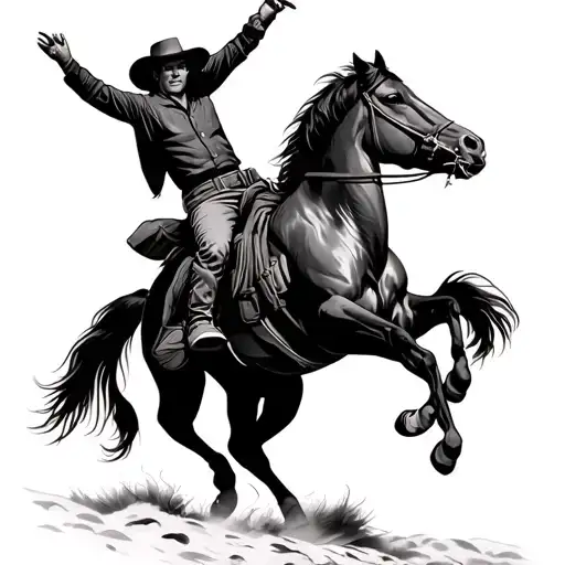 Cowboy On Bucking Horse
